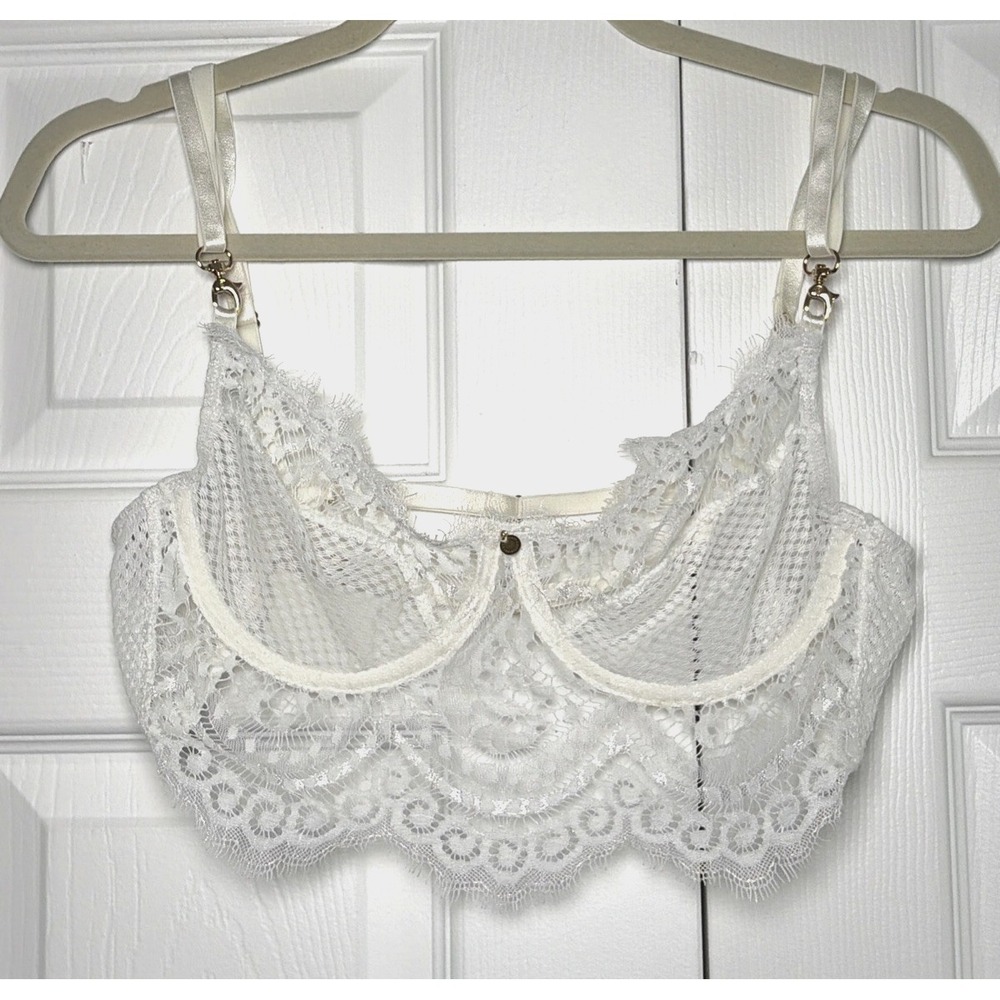 Gooseberry Intimates Delight Bralette Womens Size M White Lace Underwire Bridal